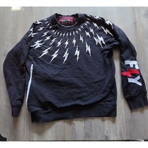 Born Fly Black Sweatshirt With White Lightening Bolts Men M